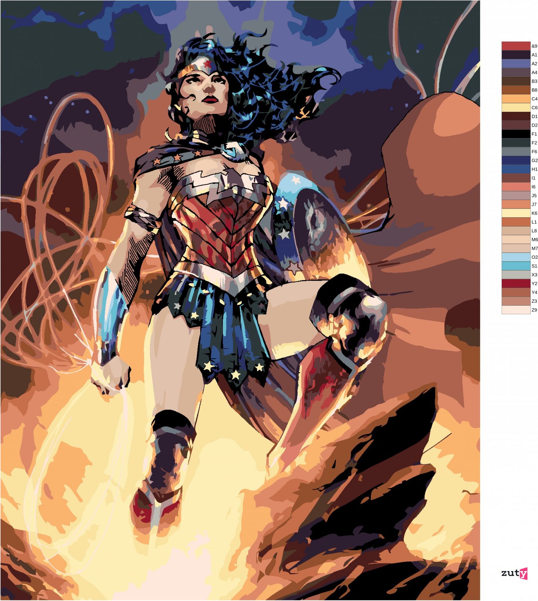 zuty Malování podle čísel - WONDER WOMAN NA SKÁLE - Rozměr: 40x50 cm, Rámování: Varianta: vypnuté plátno na rám - obrázek 2