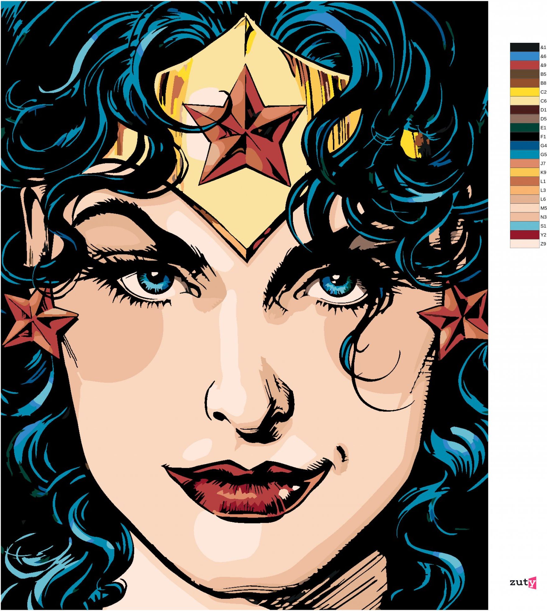 zuty Malování podle čísel - WONDER WOMAN PŘEBAL KOMIKSU - Rozměr: 40x50 cm, Rámování: Varianta: bez rámu a bez vypnutí plátna - obrázek 4