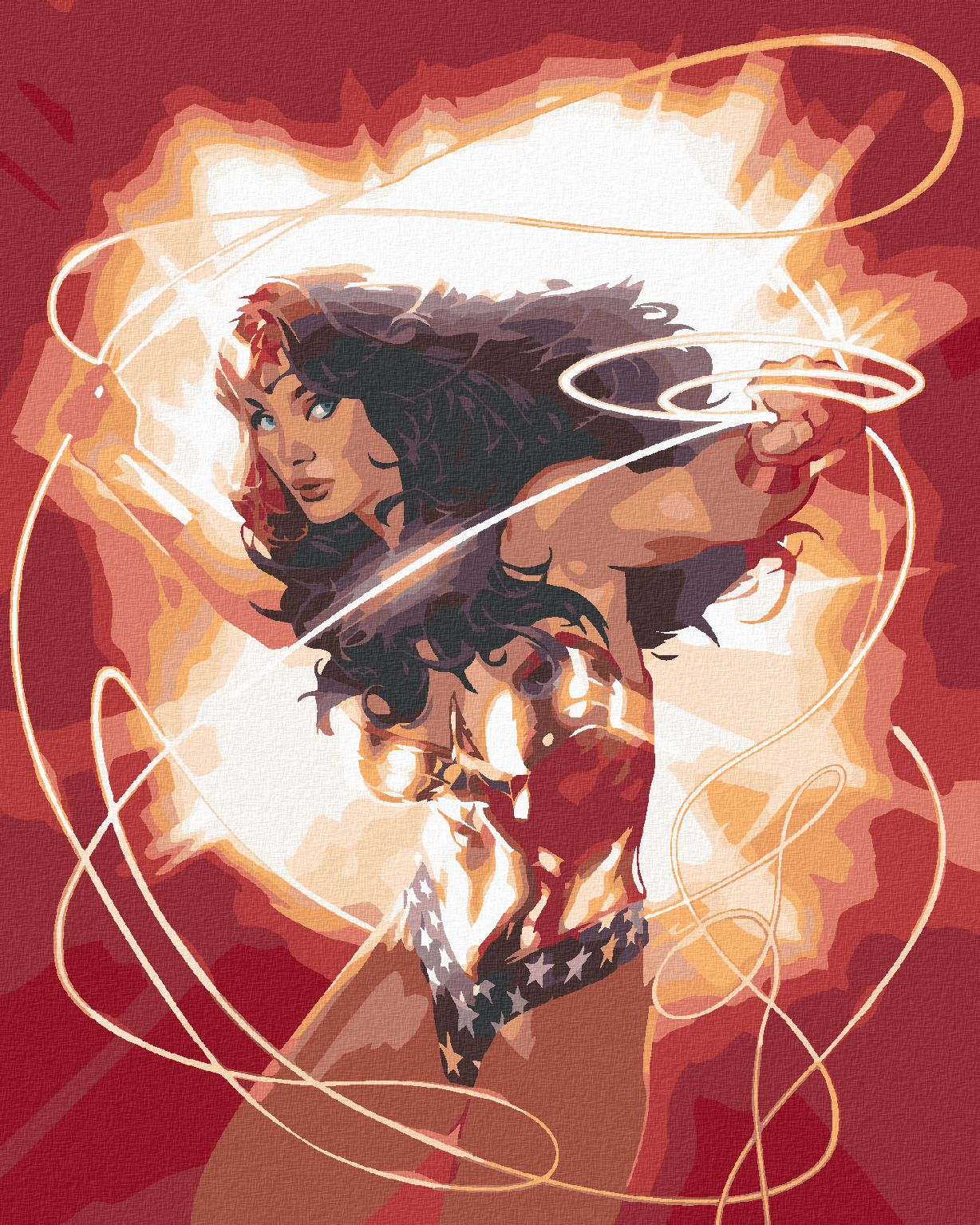 zuty Malování podle čísel - OHNIVÁ WONDER WOMAN - Rozměr: 40x50 cm, Rámování: Varianta: vypnuté plátno na rám - obrázek 1