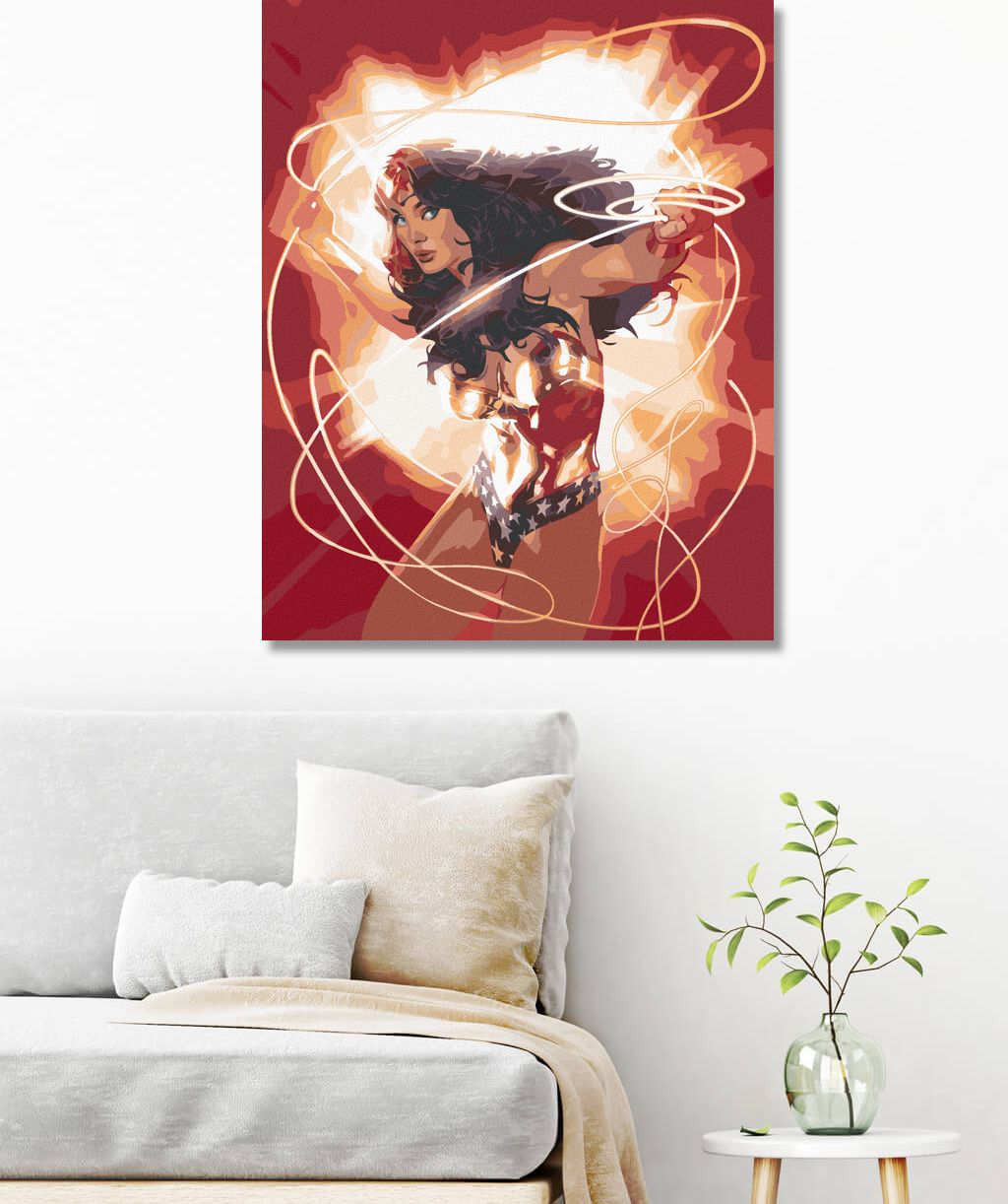 zuty Malování podle čísel - OHNIVÁ WONDER WOMAN - Rozměr: 40x50 cm, Rámování: Varianta: vypnuté plátno na rám - obrázek 2