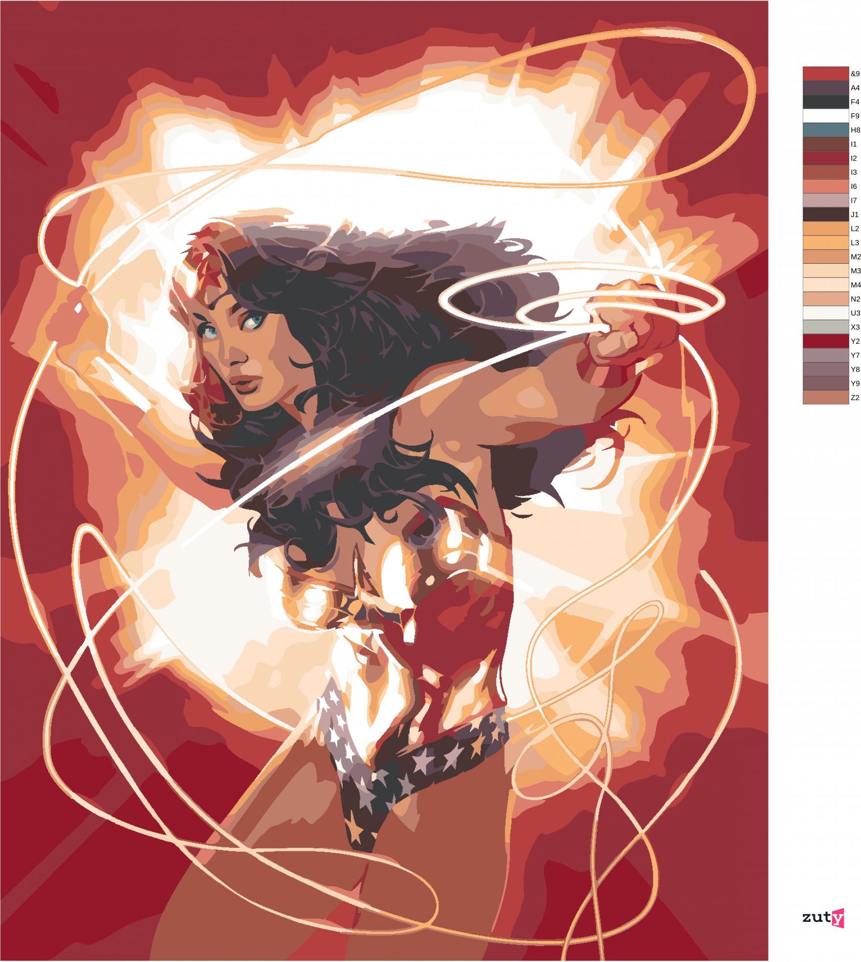zuty Malování podle čísel - OHNIVÁ WONDER WOMAN - Rozměr: 40x50 cm, Rámování: Varianta: vypnuté plátno na rám - obrázek 5