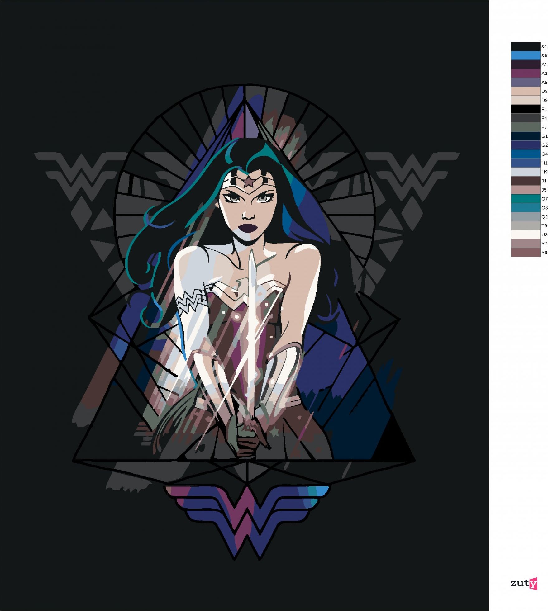 zuty Malování podle čísel - WONDER WOMAN TROJÚHELNÍK - Rozměr: 40x50 cm, Rámování: Varianta: bez rámu a bez vypnutí plátna - obrázek 2