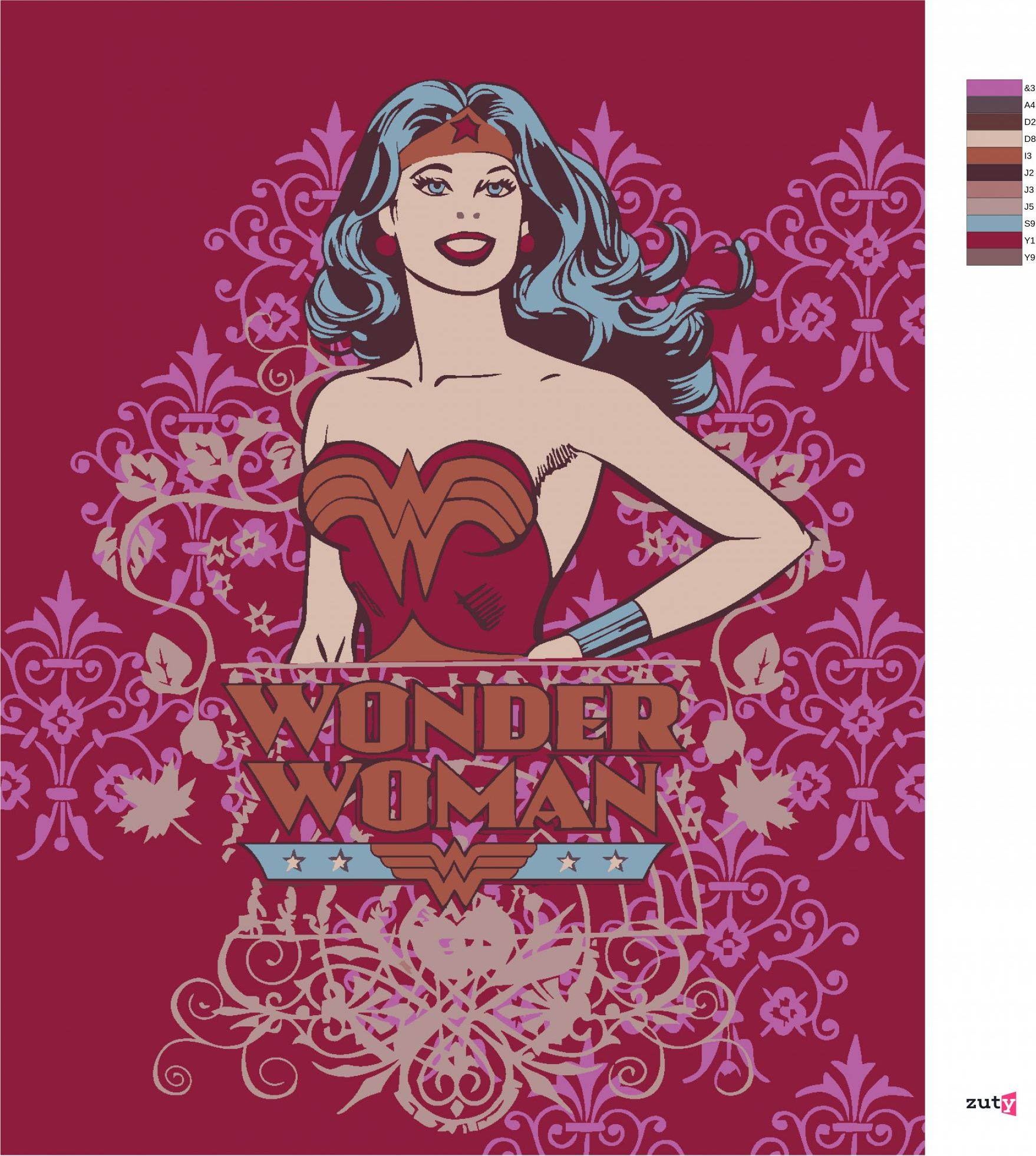 zuty Malování podle čísel - WONDER WOMAN PLAKÁT ČERVENÝ - Rozměr: 40x50 cm, Rámování: Varianta: bez rámu a bez vypnutí plátna - obrázek 3