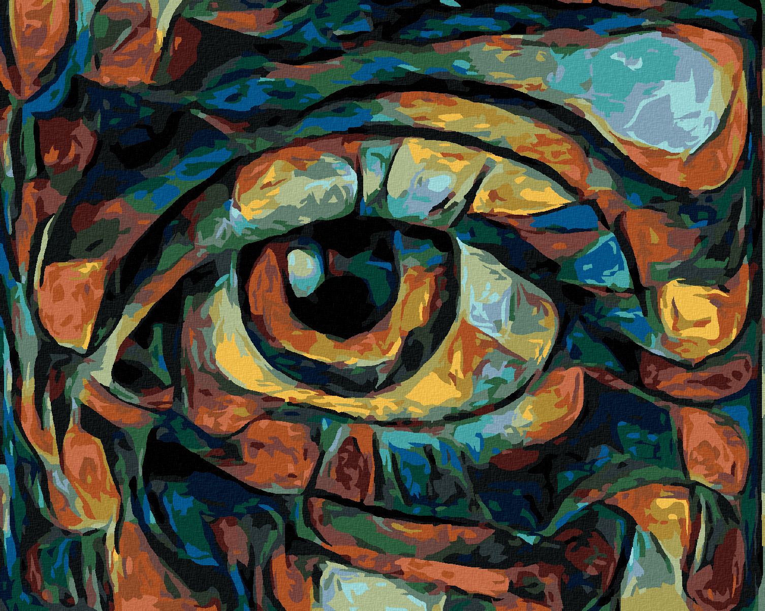 zuty Malování podle čísel - ABSTRAKTNÍ OKO V TMAVÝCH TÓNECH - Rozměr: 40x50 cm, Rámování: Varianta: vypnuté plátno na rám - obrázek 1