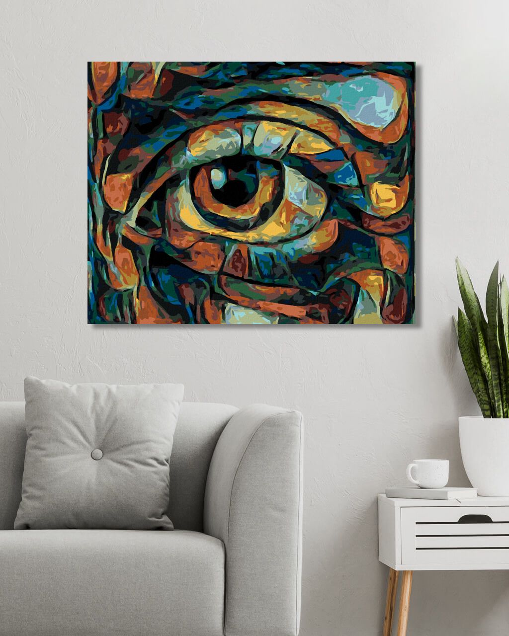 zuty Malování podle čísel - ABSTRAKTNÍ OKO V TMAVÝCH TÓNECH - Rozměr: 40x50 cm, Rámování: Varianta: vypnuté plátno na rám - obrázek 9