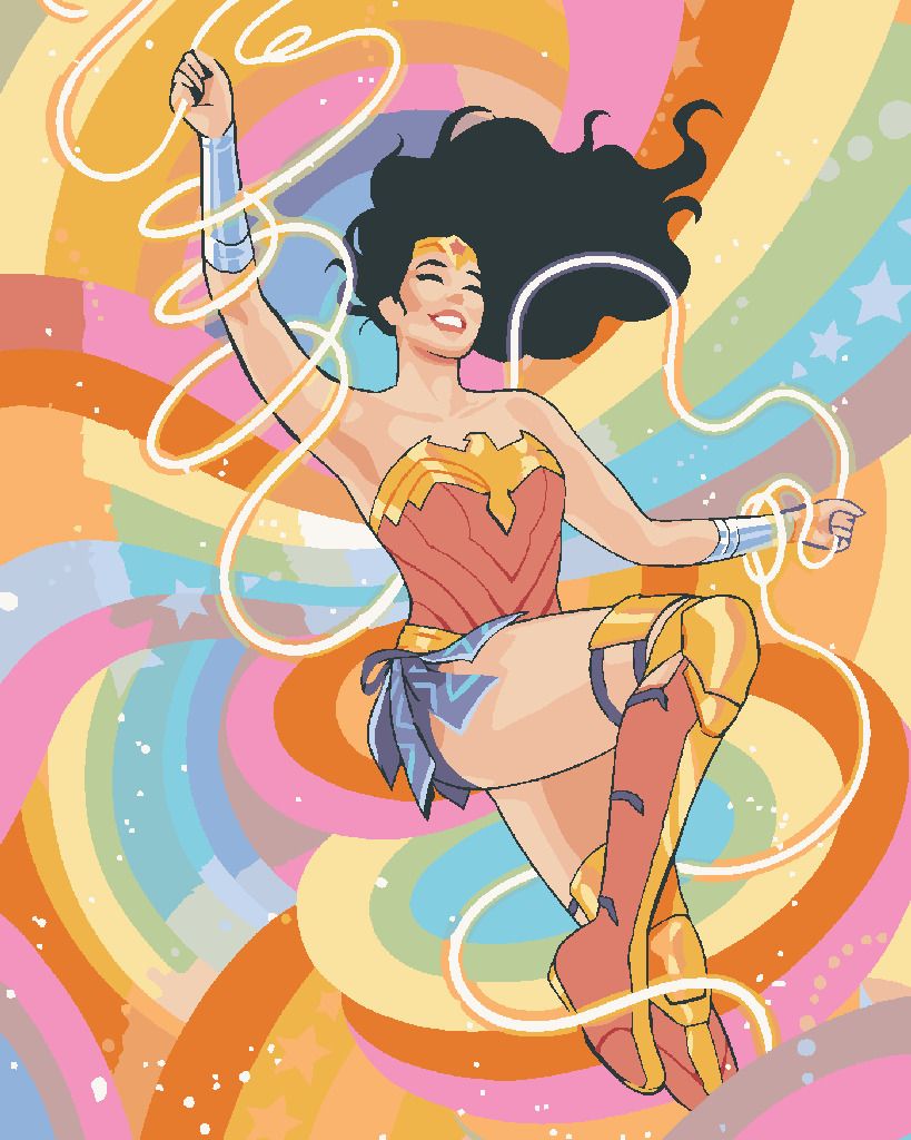 zuty Malování podle čísel - WONDER WOMAN DUHOVÁ - Rozměr: 40x50 cm, Rámování: Varianta: bez rámu a bez vypnutí plátna - obrázek 3