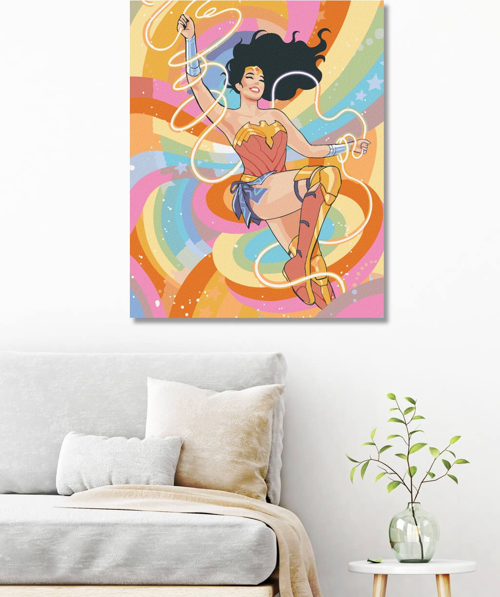 zuty Malování podle čísel - WONDER WOMAN DUHOVÁ - Rozměr: 40x50 cm, Rámování: Varianta: bez rámu a bez vypnutí plátna - obrázek 9