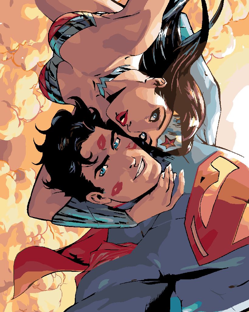 zuty Malování podle čísel - WONDER WOMAN A SUPERMAN SELFIE - Rozměr: 40x50 cm, Rámování: Varianta: bez rámu a bez vypnutí plátna - obrázek 6