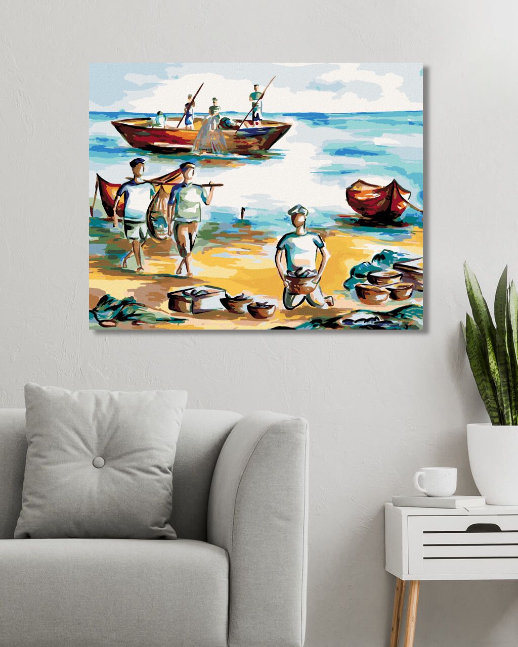 zuty Malování podle čísel - RYBÁŘI NA POBŘEŽÍ - Rozměr: 40x50 cm, Rámování: Varianta: bez rámu a bez vypnutí plátna - obrázek 8