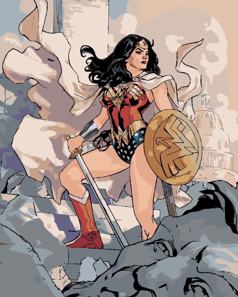 zuty Malování podle čísel - WONDER WOMAN A ZŘÍCENINA - Rozměr: 40x50 cm, Rámování: Varianta: bez rámu a bez vypnutí plátna - obrázek 10