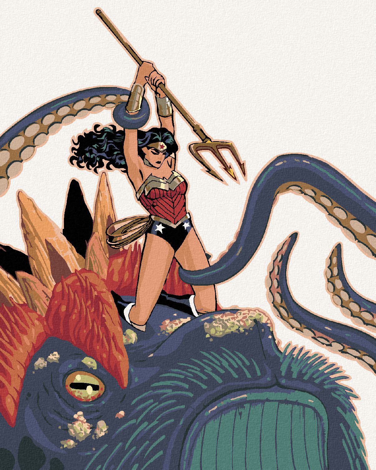zuty Malování podle čísel - WONDER WOMAN A PŘÍŠERA - Rozměr: 40x50 cm, Rámování: Varianta: bez rámu a bez vypnutí plátna - obrázek 1