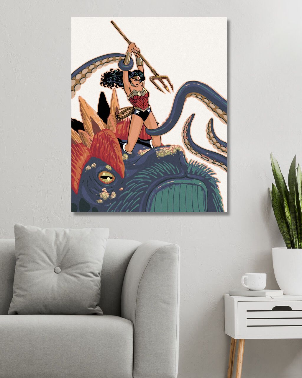 zuty Malování podle čísel - WONDER WOMAN A PŘÍŠERA - Rozměr: 40x50 cm, Rámování: Varianta: bez rámu a bez vypnutí plátna - obrázek 7