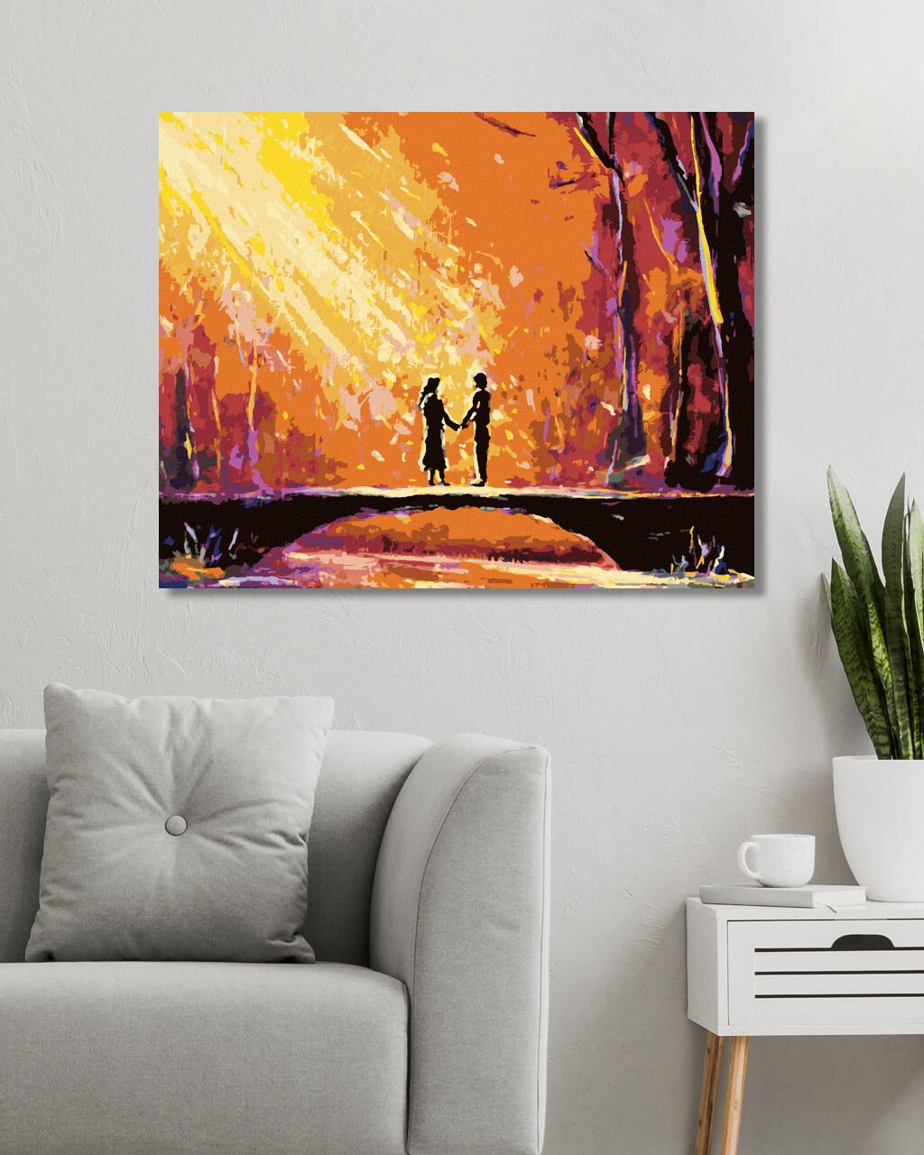 zuty Malování podle čísel - LÁSKA NA DŘEVĚNÉM MOSTĚ - Rozměr: 40x50 cm, Rámování: Varianta: vypnuté plátno na rám - obrázek 7