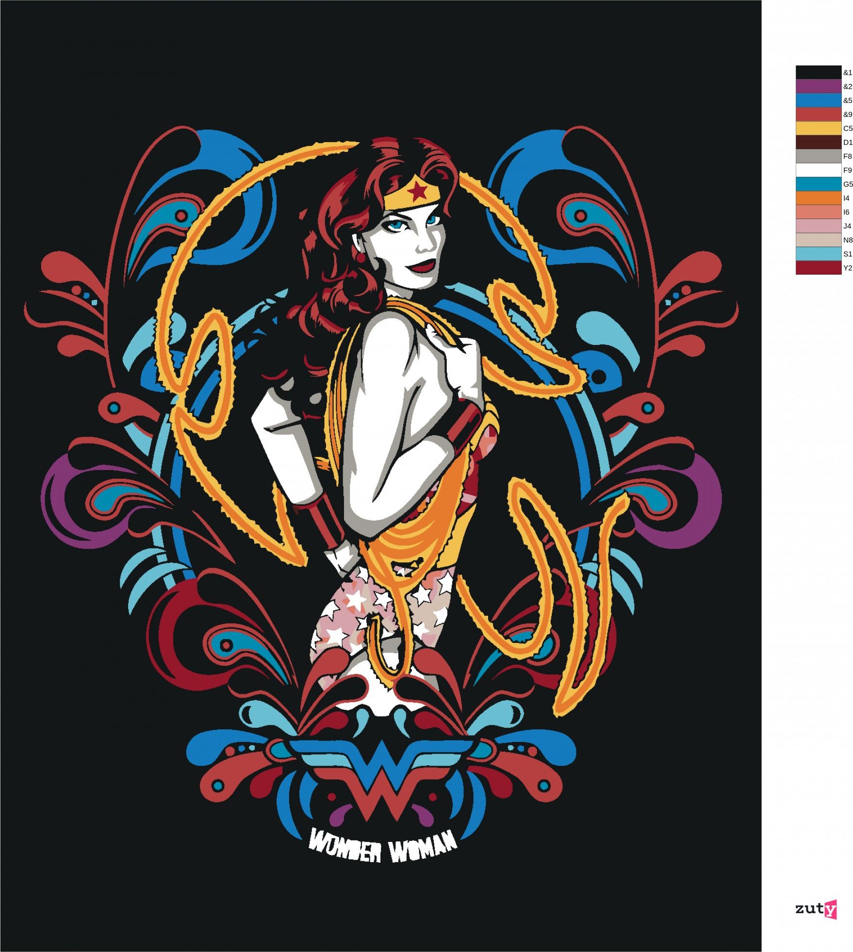 zuty Malování podle čísel - WONDER WOMAN 60S - Rozměr: 40x50 cm, Rámování: Varianta: bez rámu a bez vypnutí plátna - obrázek 7