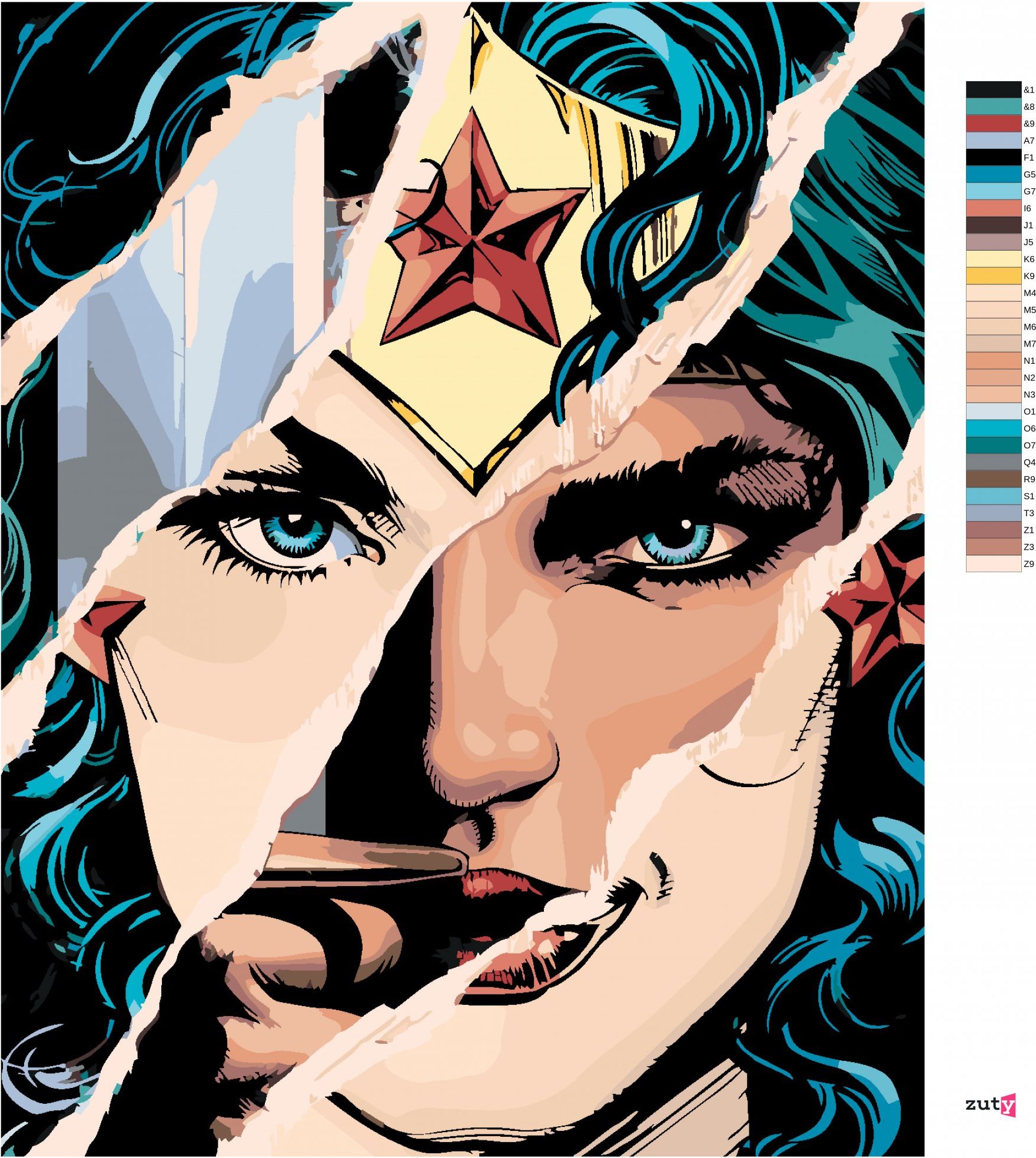 zuty Malování podle čísel - WONDER WOMAN PAPÍR II - Rozměr: 40x50 cm, Rámování: Varianta: bez rámu a bez vypnutí plátna - obrázek 6