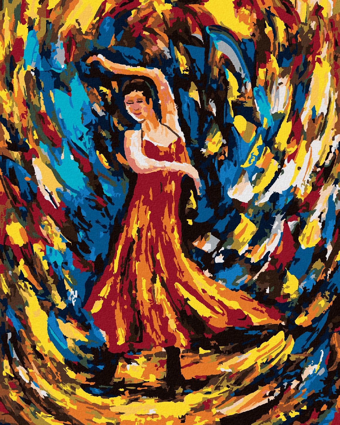 zuty Malování podle čísel - DÍVKA TANČÍCÍ FLAMENCO - Rozměr: 40x50 cm, Rámování: Varianta: vypnuté plátno na rám - obrázek 1