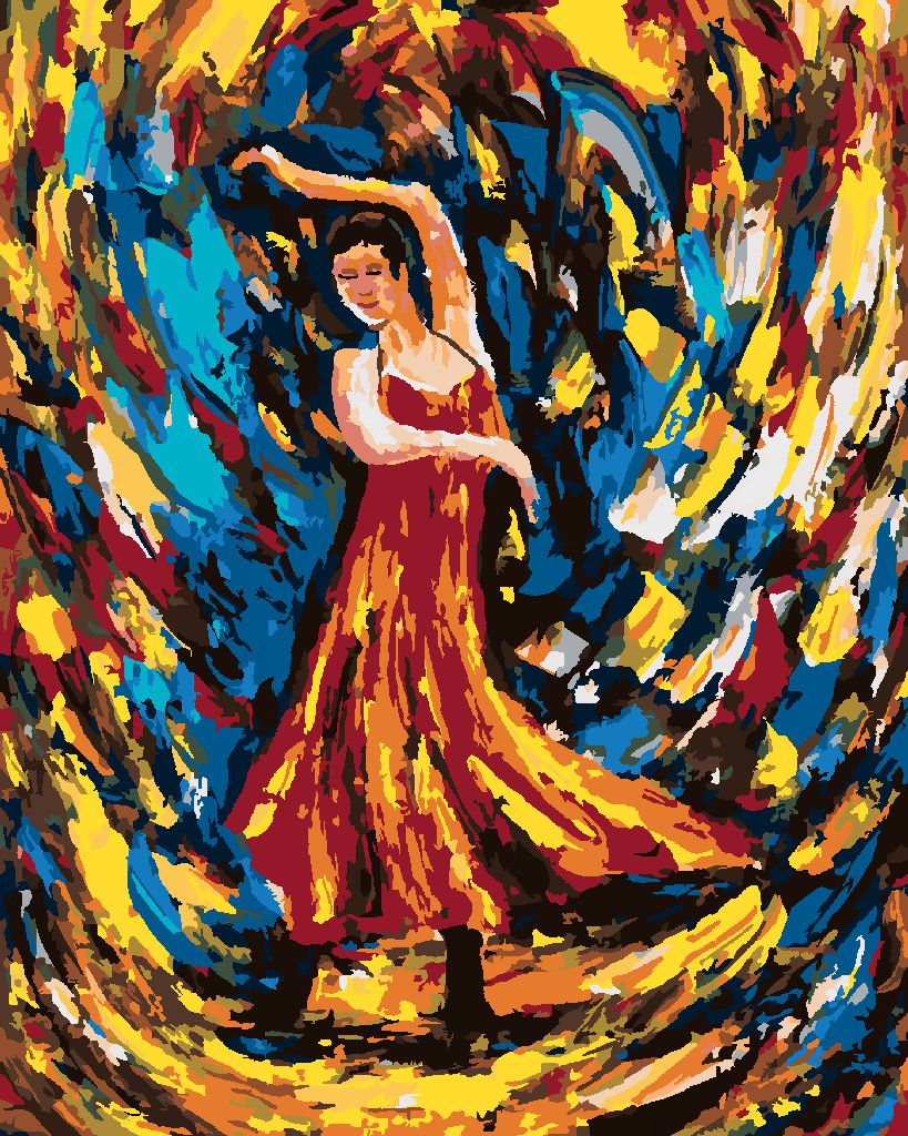 zuty Malování podle čísel - DÍVKA TANČÍCÍ FLAMENCO - Rozměr: 40x50 cm, Rámování: Varianta: vypnuté plátno na rám - obrázek 7