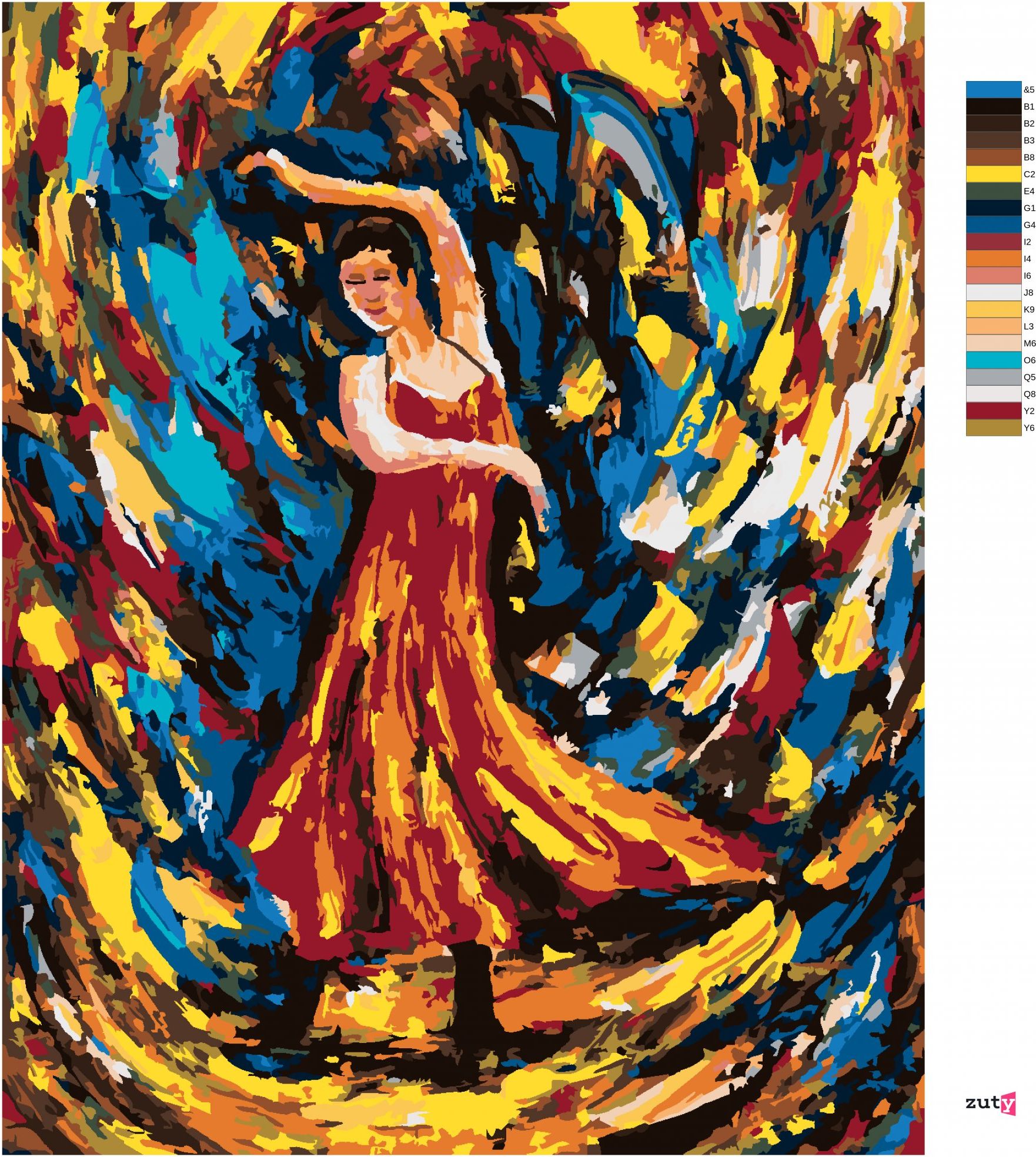 zuty Malování podle čísel - DÍVKA TANČÍCÍ FLAMENCO - Rozměr: 40x50 cm, Rámování: Varianta: vypnuté plátno na rám - obrázek 10