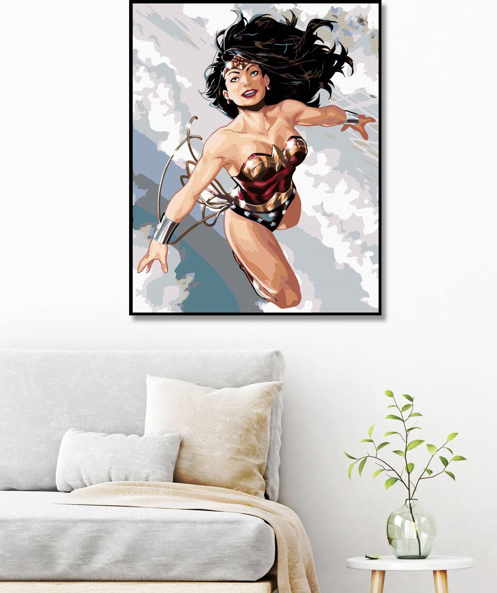 zuty Malování podle čísel - WONDER WOMAN LETÍ - Rozměr: 40x50 cm, Rámování: Varianta: vypnuté plátno na rám - obrázek 2