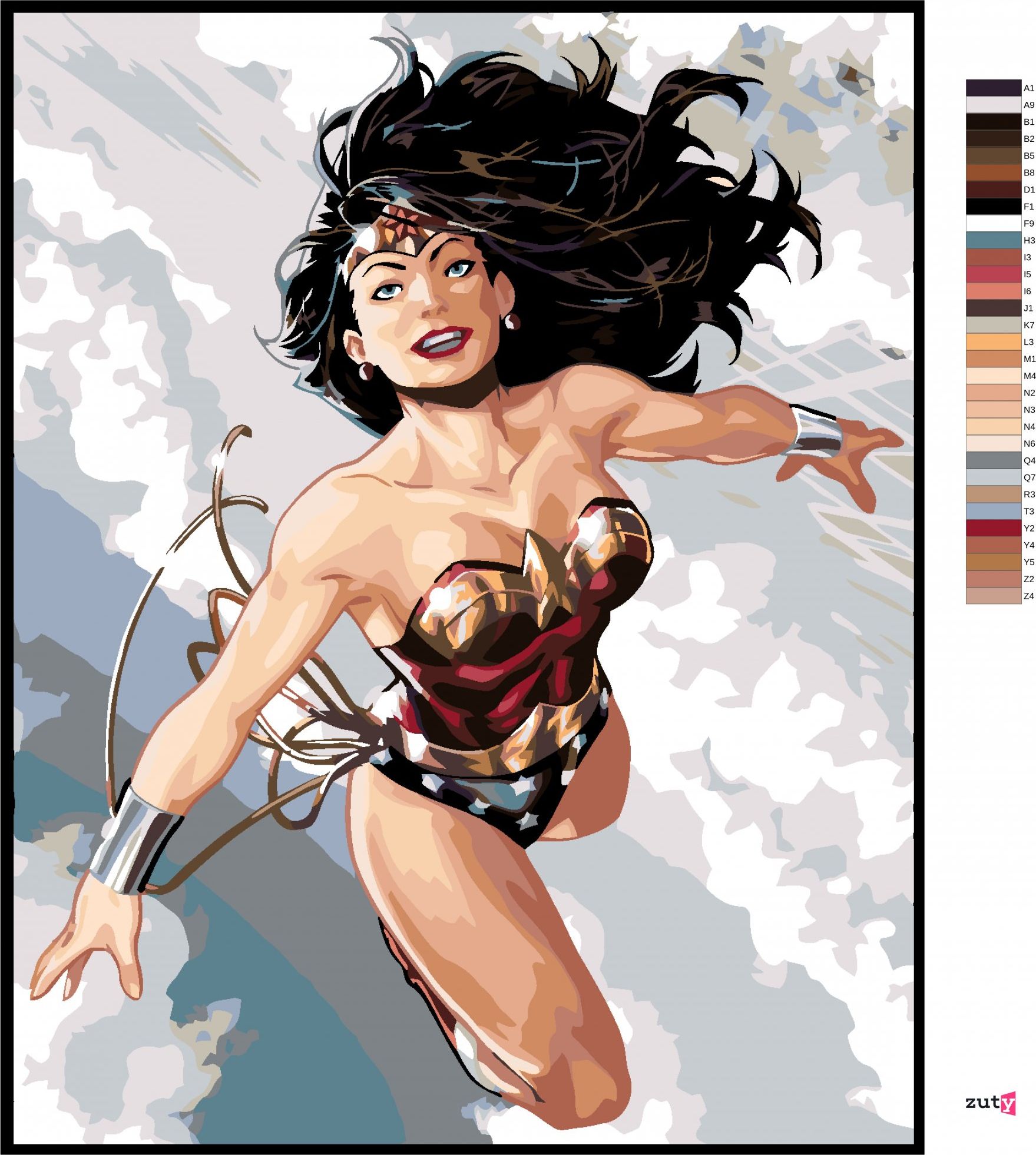 zuty Malování podle čísel - WONDER WOMAN LETÍ - Rozměr: 40x50 cm, Rámování: Varianta: vypnuté plátno na rám - obrázek 7