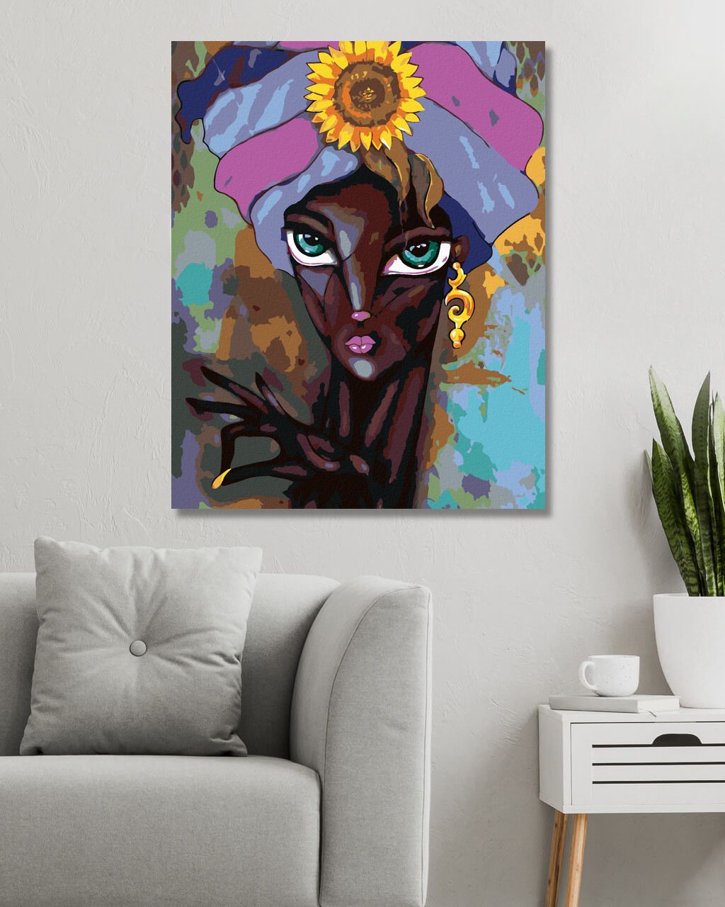 zuty Malování podle čísel - AFRICKÁ ŽENA SE SLUNEČNICÍ - Rozměr: 40x50 cm, Rámování: Varianta: bez rámu a bez vypnutí plátna - obrázek 8
