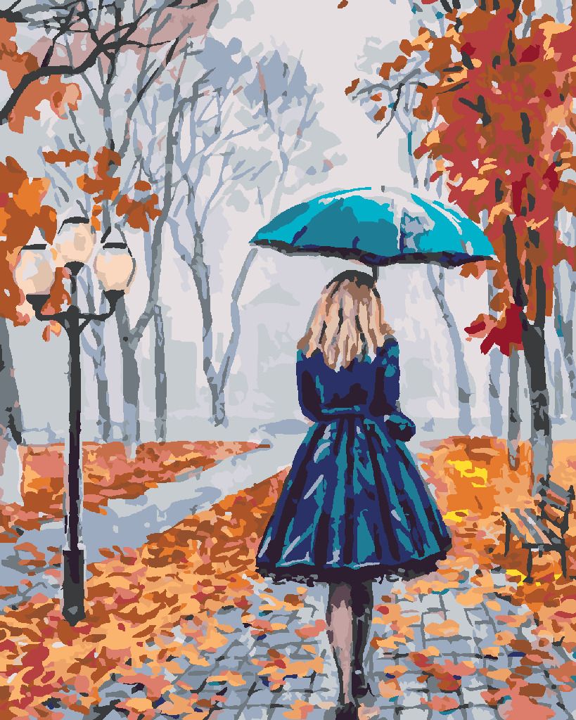 zuty Malování podle čísel - ŽENA S DEŠTNÍKEM V PARKU - Rozměr: 40x50 cm, Rámování: Varianta: vypnuté plátno na rám - obrázek 8
