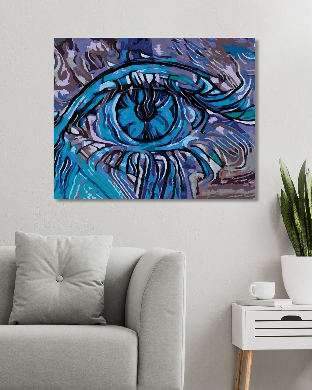 zuty Malování podle čísel - ABSTRAKTNÍ MODRÉ OKO - Rozměr: 40x50 cm, Rámování: Varianta: vypnuté plátno na rám - obrázek 2