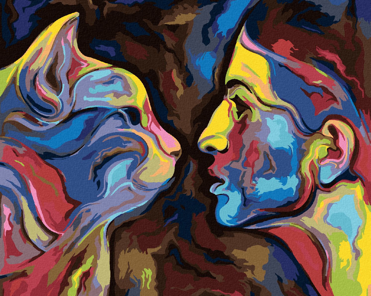 zuty Malování podle čísel - ABSTRAKCE ŽENY A KOČKY - Rozměr: 40x50 cm, Rámování: Varianta: vypnuté plátno na rám - obrázek 1