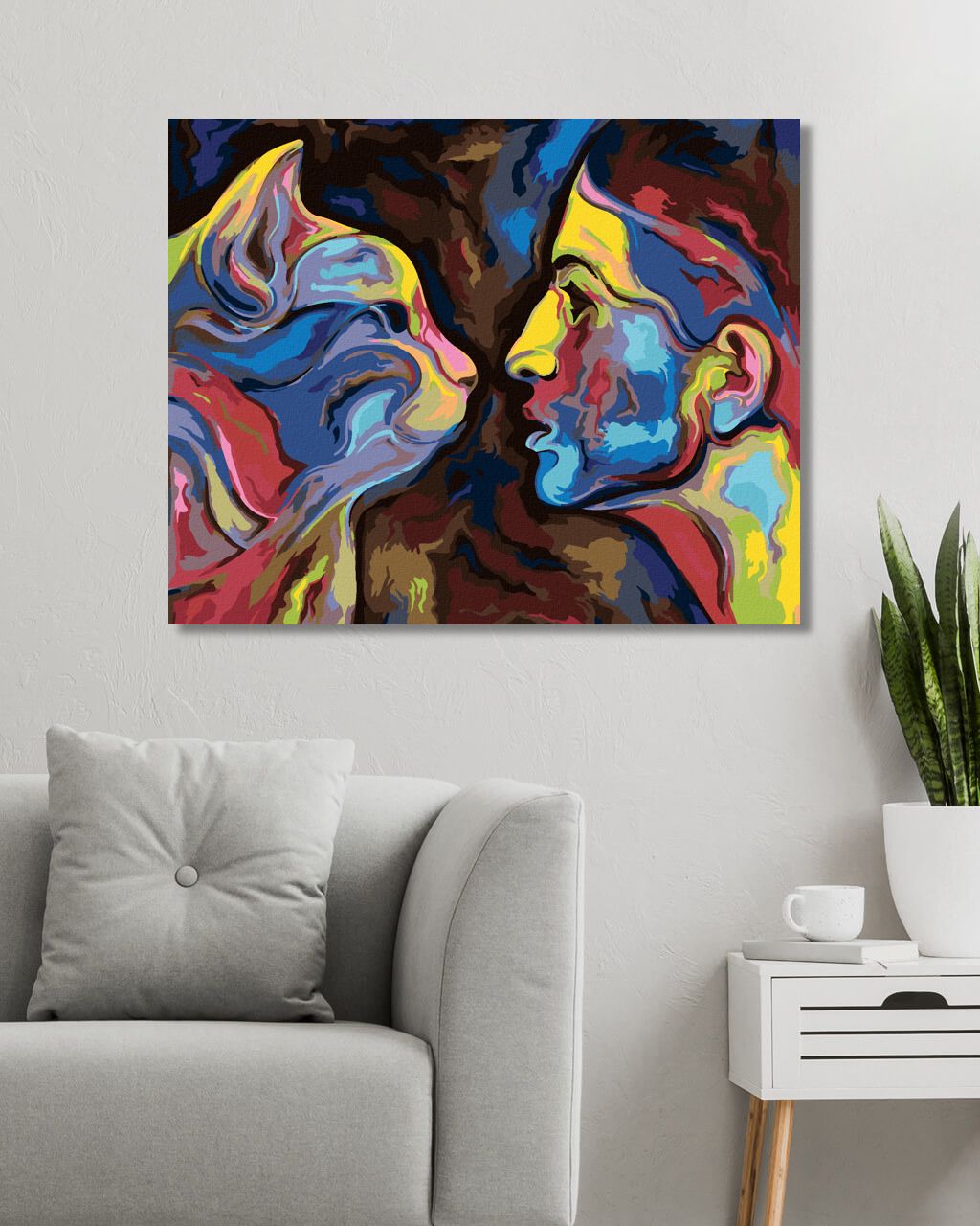 zuty Malování podle čísel - ABSTRAKCE ŽENY A KOČKY - Rozměr: 40x50 cm, Rámování: Varianta: vypnuté plátno na rám - obrázek 2