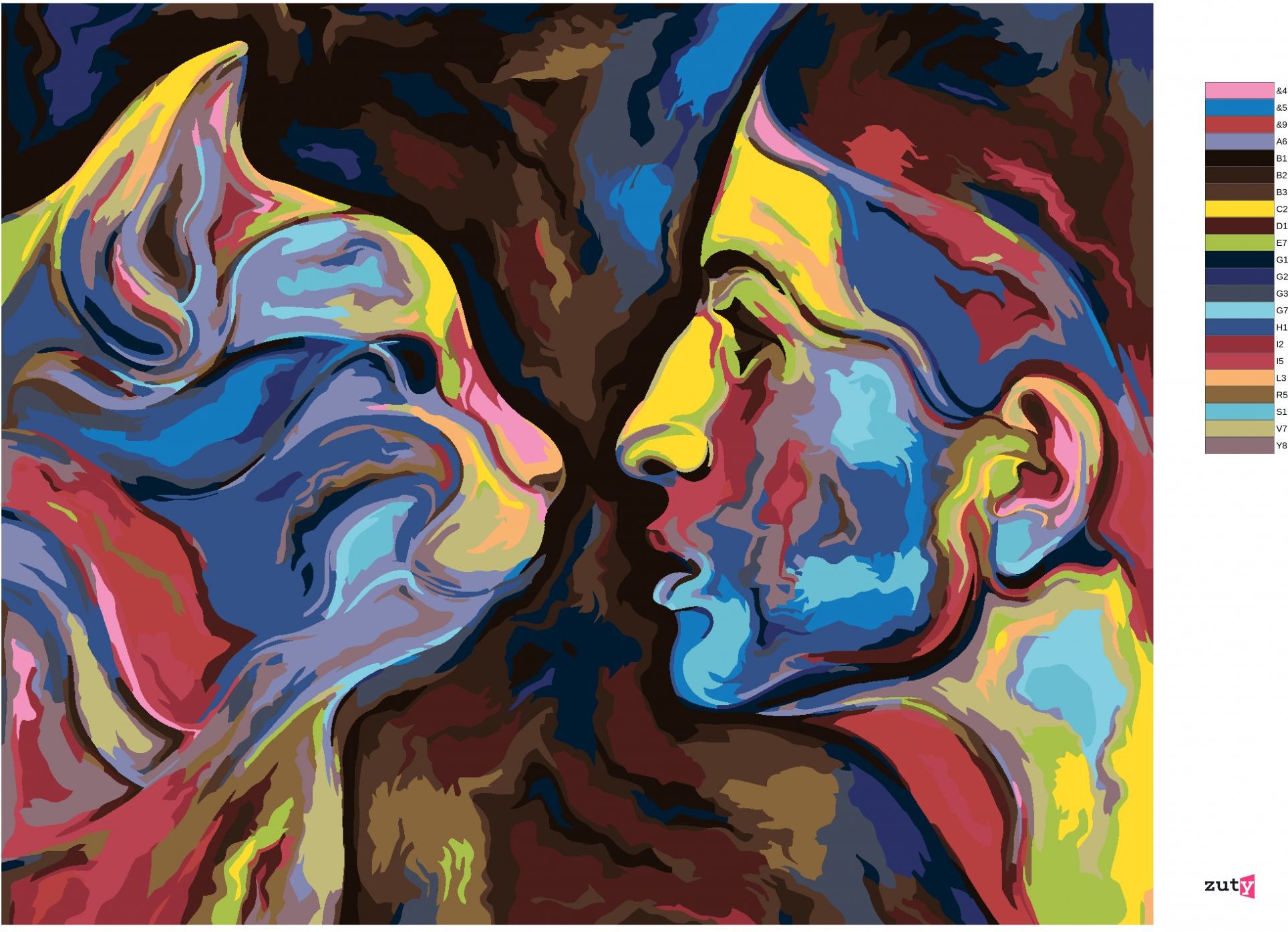 zuty Malování podle čísel - ABSTRAKCE ŽENY A KOČKY - Rozměr: 40x50 cm, Rámování: Varianta: vypnuté plátno na rám - obrázek 8