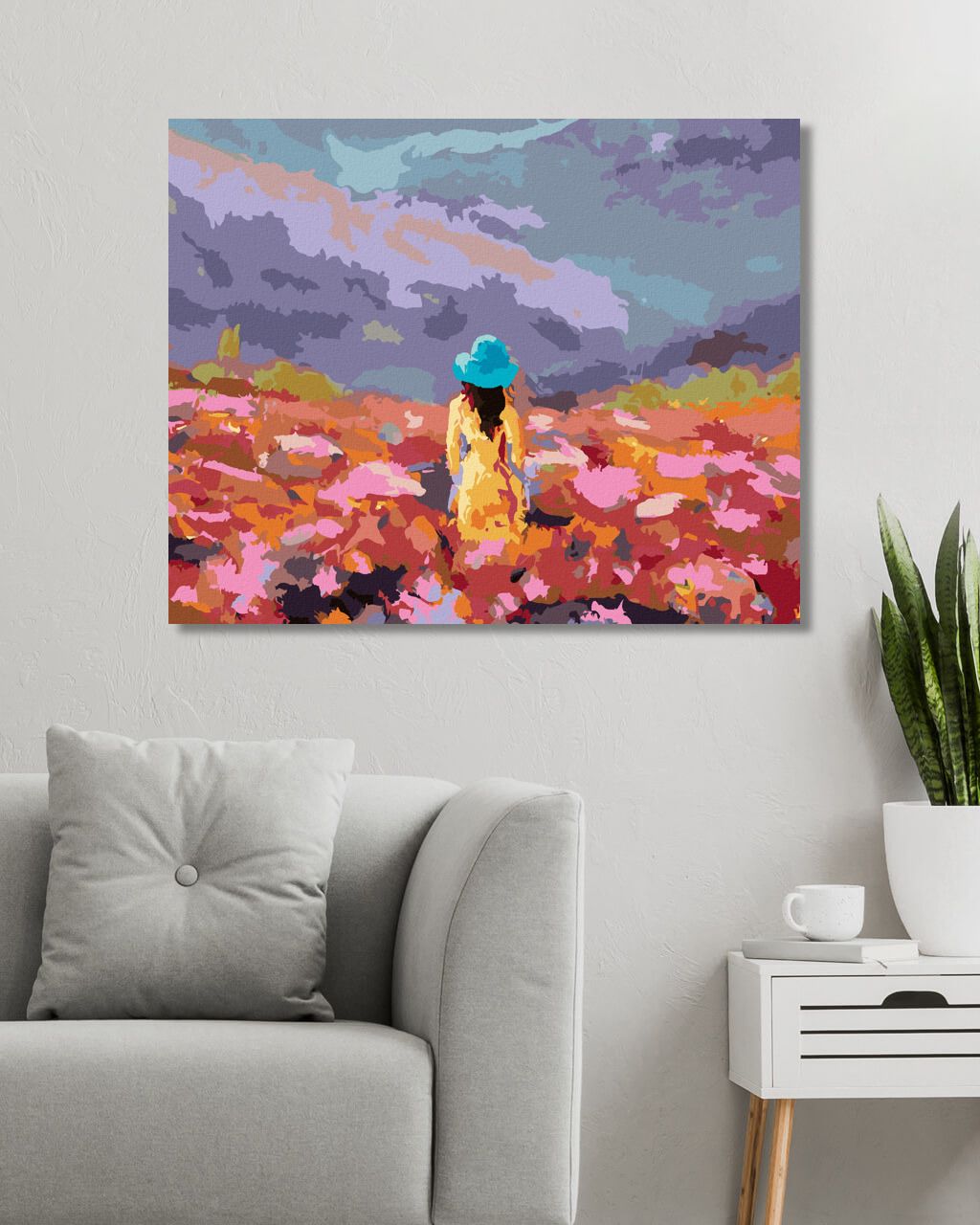 zuty Malování podle čísel - ŽENA V KVĚTINOVÉM POLI - Rozměr: 40x50 cm, Rámování: Varianta: bez rámu a bez vypnutí plátna - obrázek 4