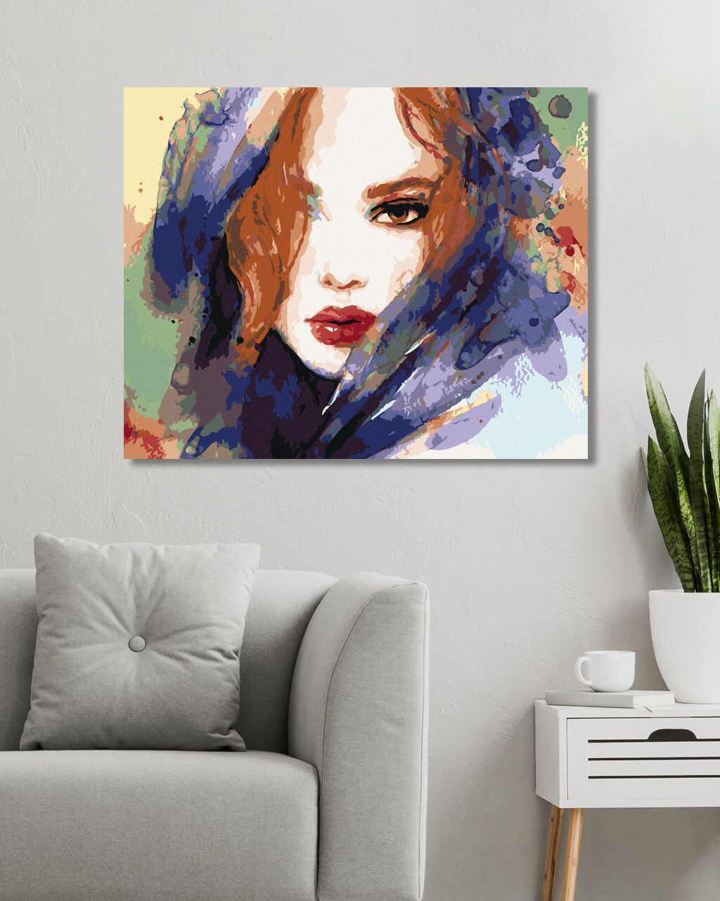 zuty Malování podle čísel - ŽENA SE ZRZAVÝMI VLASY - Rozměr: 40x50 cm, Rámování: Varianta: vypnuté plátno na rám - obrázek 4