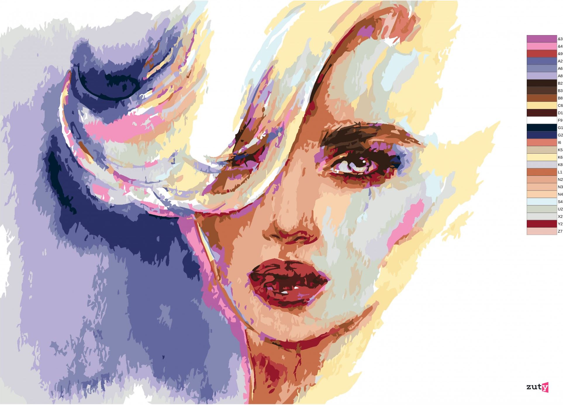 zuty Malování podle čísel - ŽENA S BLONĎATÝMI VLASY - Rozměr: 40x50 cm, Rámování: Varianta: bez rámu a bez vypnutí plátna - obrázek 5