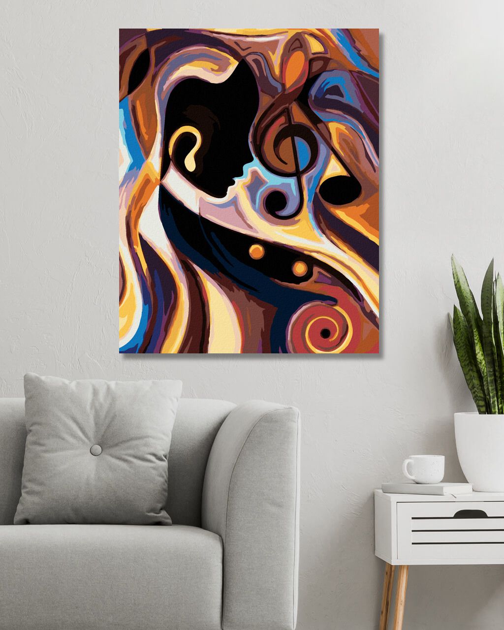 zuty Malování podle čísel - ABSTRAKTNÍ OBLIČEJ S HOUSLOVÝM KLÍČEM - Rozměr: 40x50 cm, Rámování: Varianta: bez rámu a bez vypnutí plátna - obrázek 7