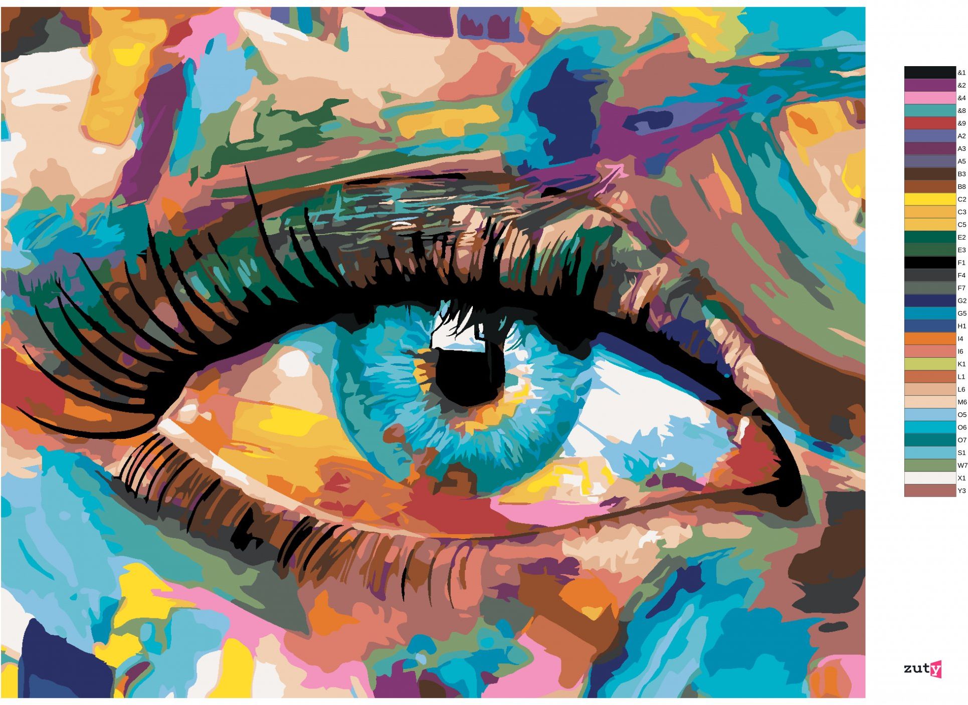 zuty Malování podle čísel - ABSTRAKTNÍ FLUORITOVÉ OKO - Rozměr: 40x50 cm, Rámování: Varianta: vypnuté plátno na rám - obrázek 2