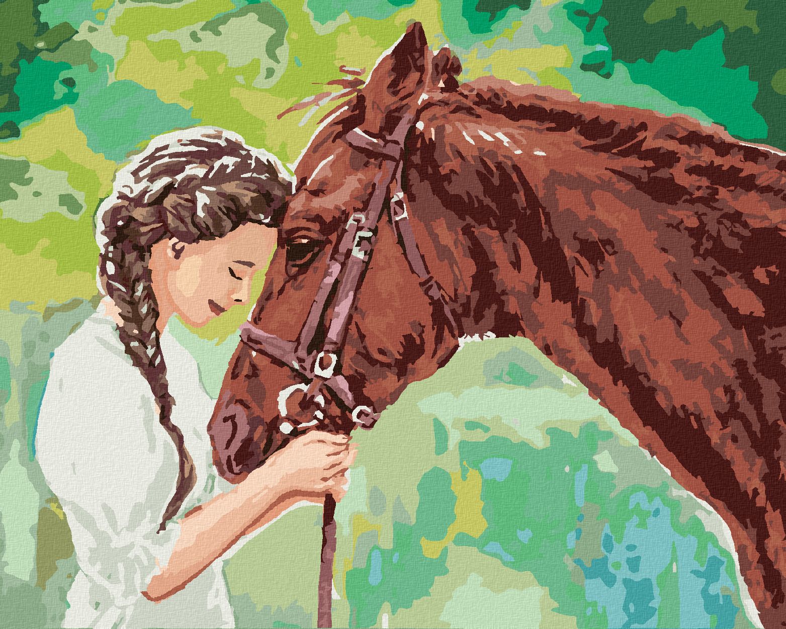 zuty Malování podle čísel - MLADÁ DÍVKA S KONĚM - Rozměr: 40x50 cm, Rámování: Varianta: bez rámu a bez vypnutí plátna - obrázek 1