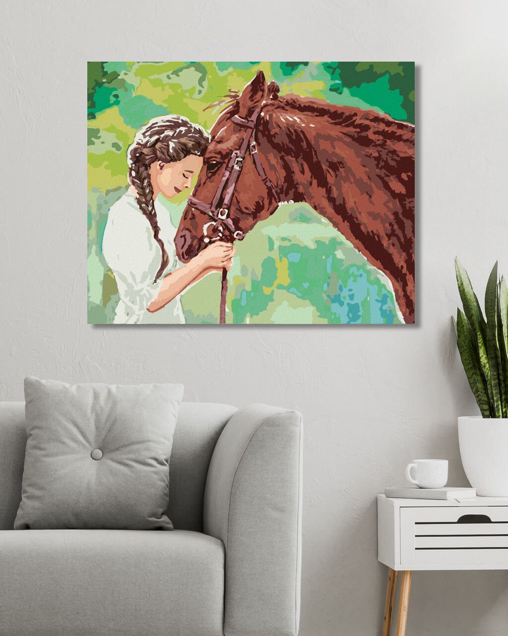 zuty Malování podle čísel - MLADÁ DÍVKA S KONĚM - Rozměr: 40x50 cm, Rámování: Varianta: bez rámu a bez vypnutí plátna - obrázek 3
