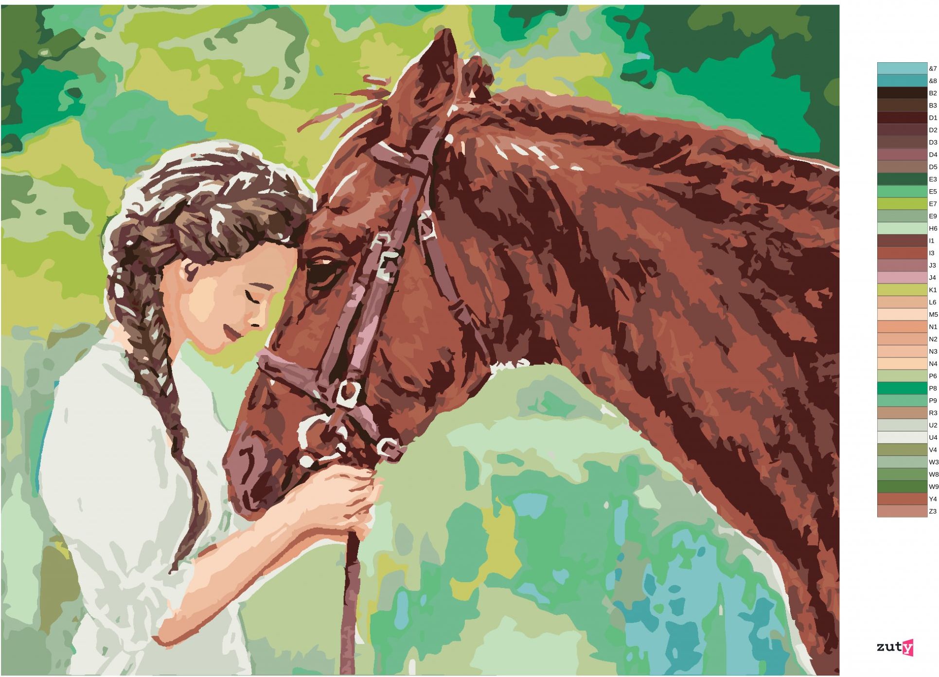 zuty Malování podle čísel - MLADÁ DÍVKA S KONĚM - Rozměr: 40x50 cm, Rámování: Varianta: bez rámu a bez vypnutí plátna - obrázek 7