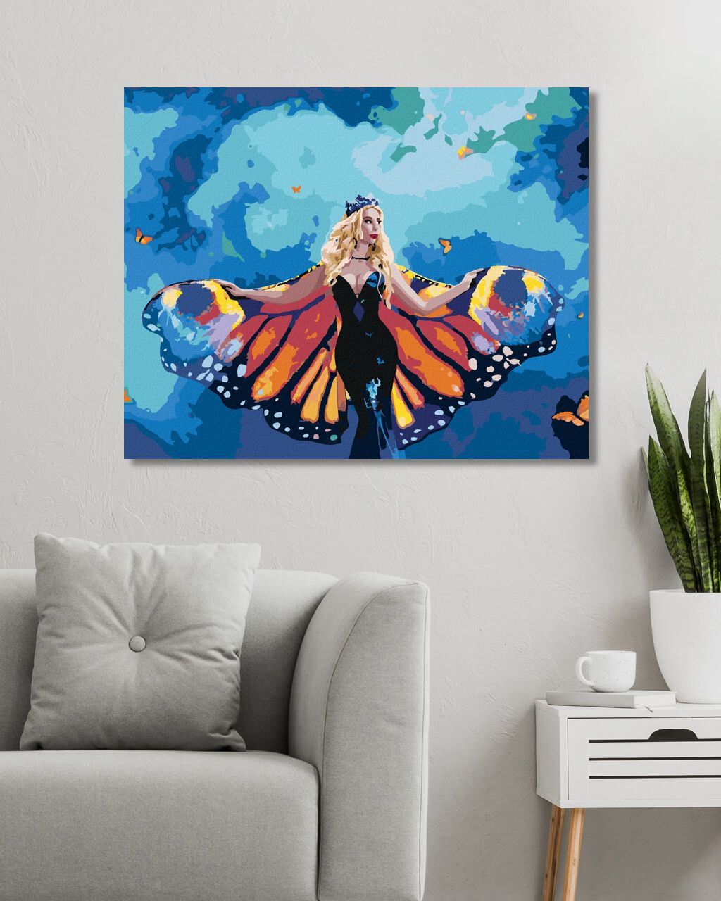 zuty Malování podle čísel - ŽENA A OBROVSKÉ MOTÝLÍ KŘÍDLA - Rozměr: 40x50 cm, Rámování: Varianta: bez rámu a bez vypnutí plátna - obrázek 6