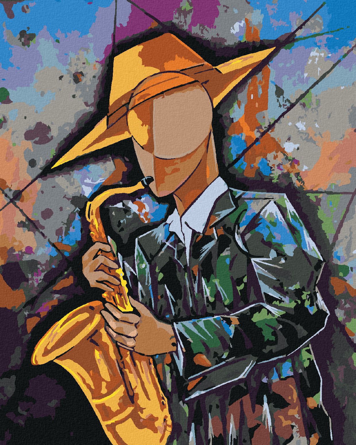 zuty Malování podle čísel - KUBISTICKÝ MUZIKANT - Rozměr: 40x50 cm, Rámování: Varianta: vypnuté plátno na rám - obrázek 1