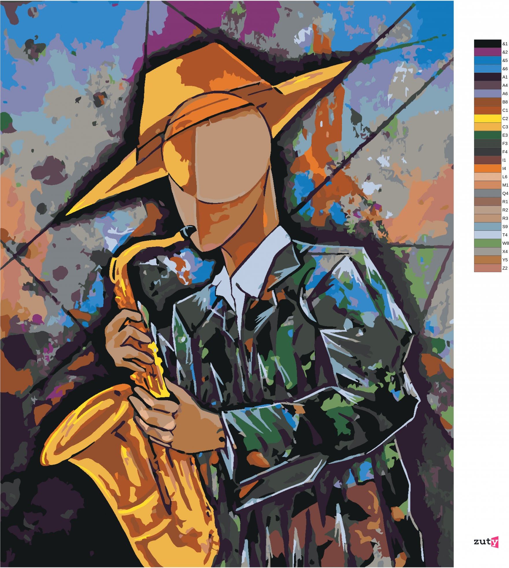 zuty Malování podle čísel - KUBISTICKÝ MUZIKANT - Rozměr: 40x50 cm, Rámování: Varianta: vypnuté plátno na rám - obrázek 9