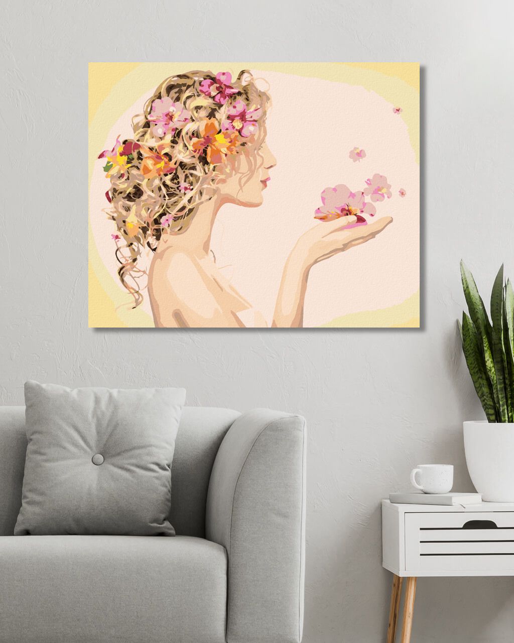 zuty Malování podle čísel - ŽENA A JEJÍ ÚČES S KVĚTINAMI - Rozměr: 40x50 cm, Rámování: Varianta: vypnuté plátno na rám - obrázek 5