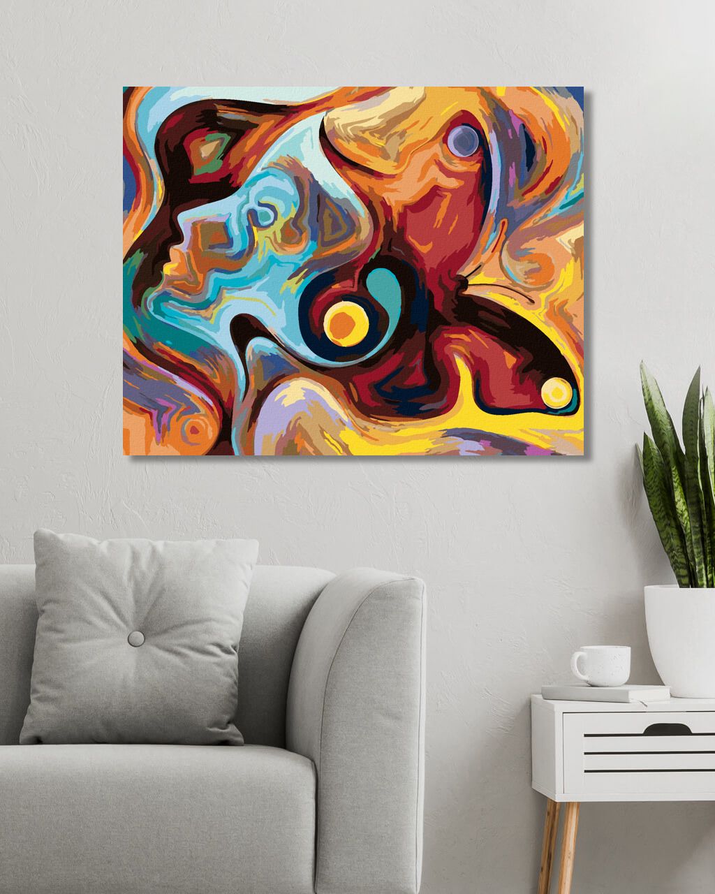 zuty Malování podle čísel - ABSTRAKTNÍ ŽENA SYMBOLUJÍCÍ EMOCE A ŽIVOT - Rozměr: 40x50 cm, Rámování: Varianta: bez rámu a bez vypnutí plátna - obrázek 5