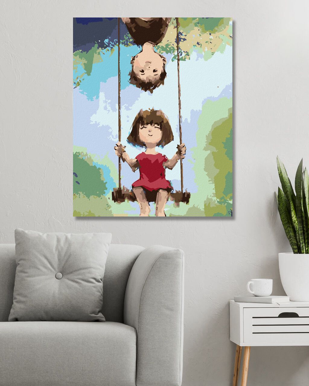 zuty Malování podle čísel - HOLKA S CHLAPCEM NA HOUPAČCE - Rozměr: 40x50 cm, Rámování: Varianta: bez rámu a bez vypnutí plátna - obrázek 2