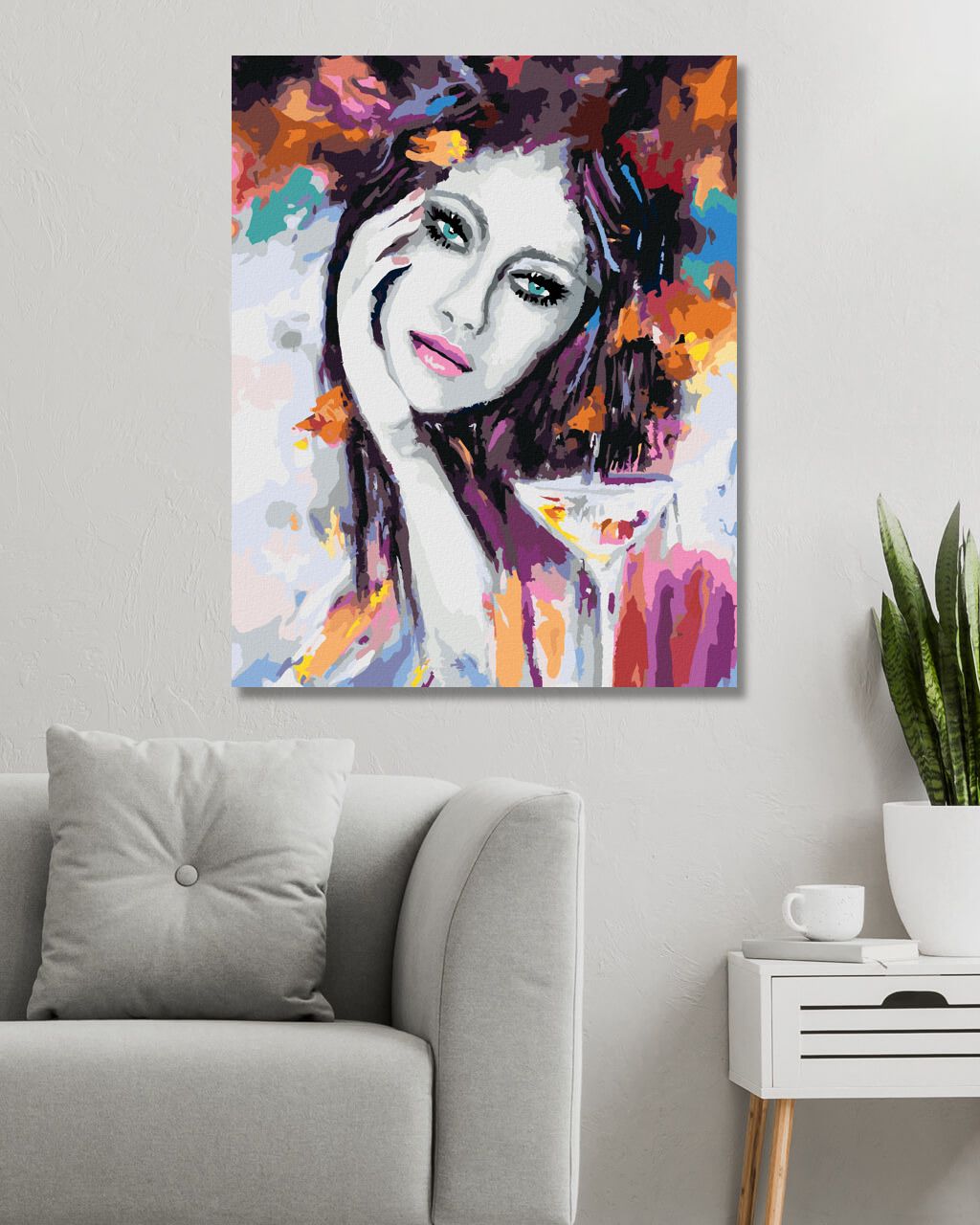 zuty Malování podle čísel - ABSTRAKTNÍ ŽENA S KOKTEJLEM - Rozměr: 40x50 cm, Rámování: Varianta: vypnuté plátno na rám - obrázek 9