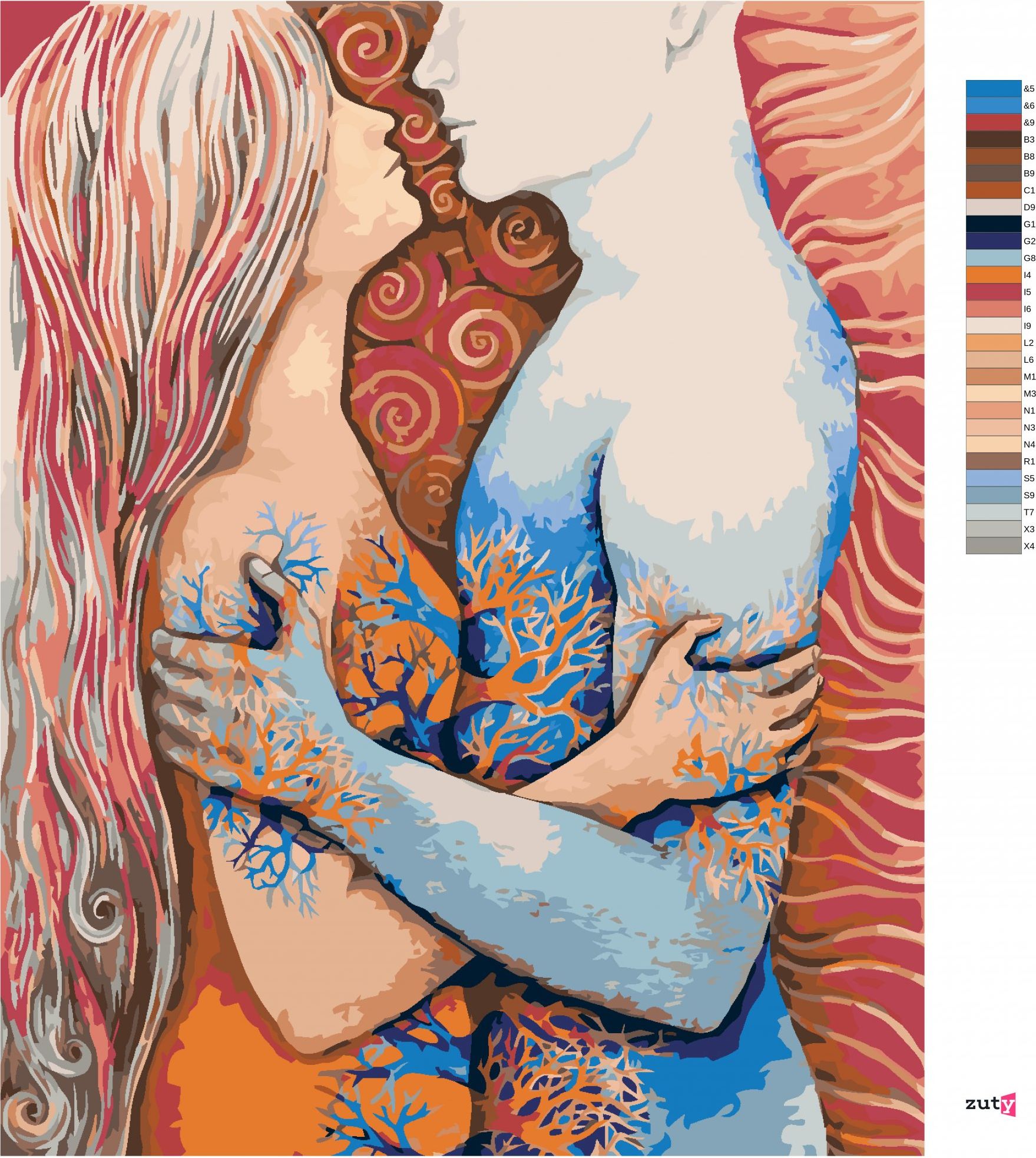 zuty Malování podle čísel - PROPLETENÝ MUŽ SE ŽENOU - Rozměr: 40x50 cm, Rámování: Varianta: bez rámu a bez vypnutí plátna - obrázek 7