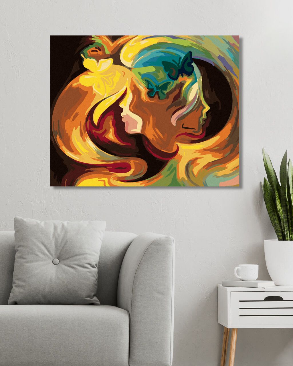 zuty Malování podle čísel - ABSTRAKTNÍ OBLIČEJE S MOTÝLY - Rozměr: 40x50 cm, Rámování: Varianta: vypnuté plátno na rám - obrázek 6