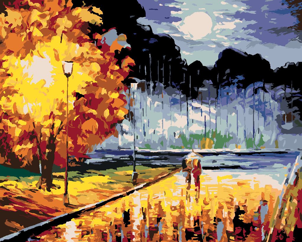 zuty Malování podle čísel - MILENCI NA VEČERNÍ PROCHÁZCE - Rozměr: 40x50 cm, Rámování: Varianta: vypnuté plátno na rám - obrázek 7