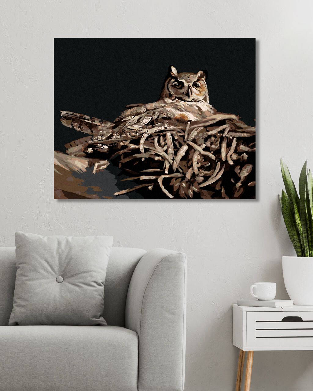 zuty Malování podle čísel - SOVA V HNÍZDĚ V NOCI (D. RUSTY RUST) - Rozměr: 40x50 cm, Rámování: Varianta: vypnuté plátno na rám - obrázek 6