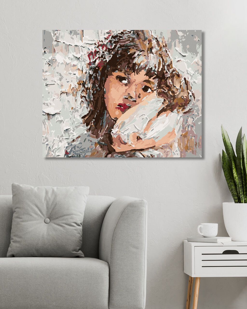 zuty Malování podle čísel - DÍVKA S KVĚTINAMI VE VLASECH - Rozměr: 40x50 cm, Rámování: Varianta: bez rámu a bez vypnutí plátna - obrázek 5